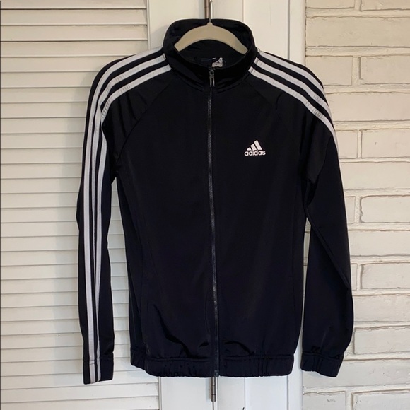 Adidas Black Jacket with White Stripes - Picture 1 of 7